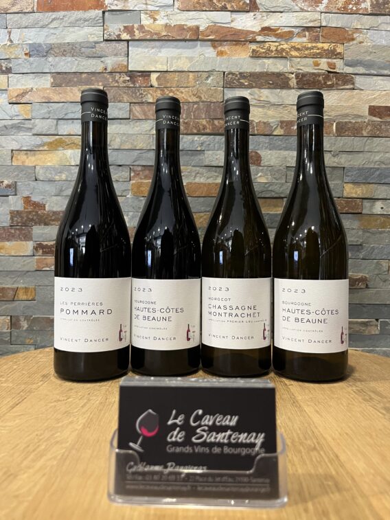 1 Hautes Côtes de Beaune blanc 2023, 1 Chassagne-Montrachet 1er cru Morgeot 2023, 1 Hautes Côtes de Beaune rouge 2023 et 1 Pommard les Perrières 2023 Domaine Vincent DANCER